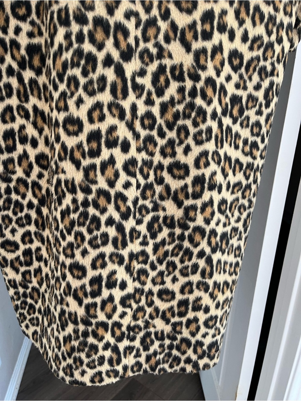 Express Leopard Print Long Coat - Black and Tan - Picture 9 of 10